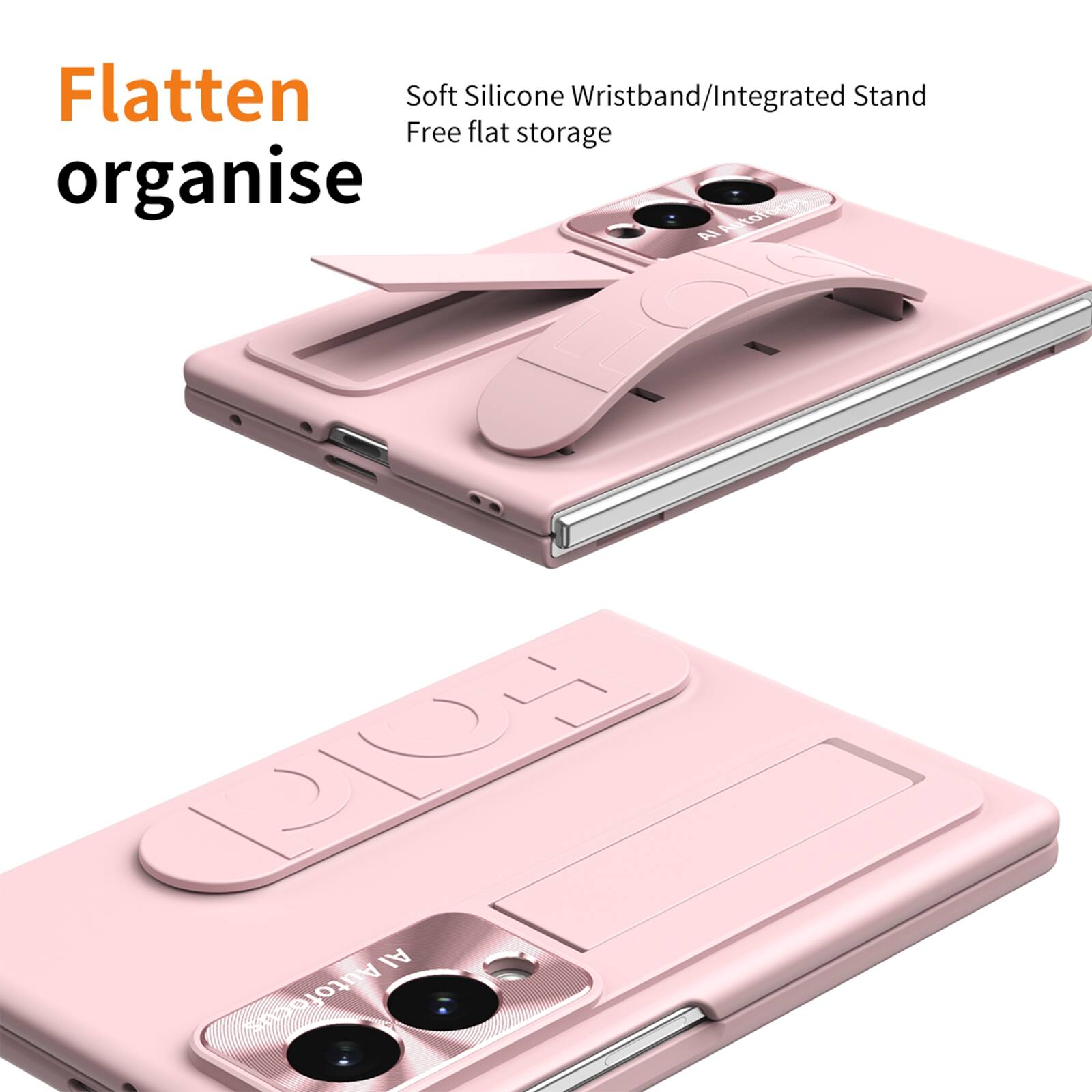 Flatten organise

Soft Silicone Wristband/Integrated Stand
Free flat storage