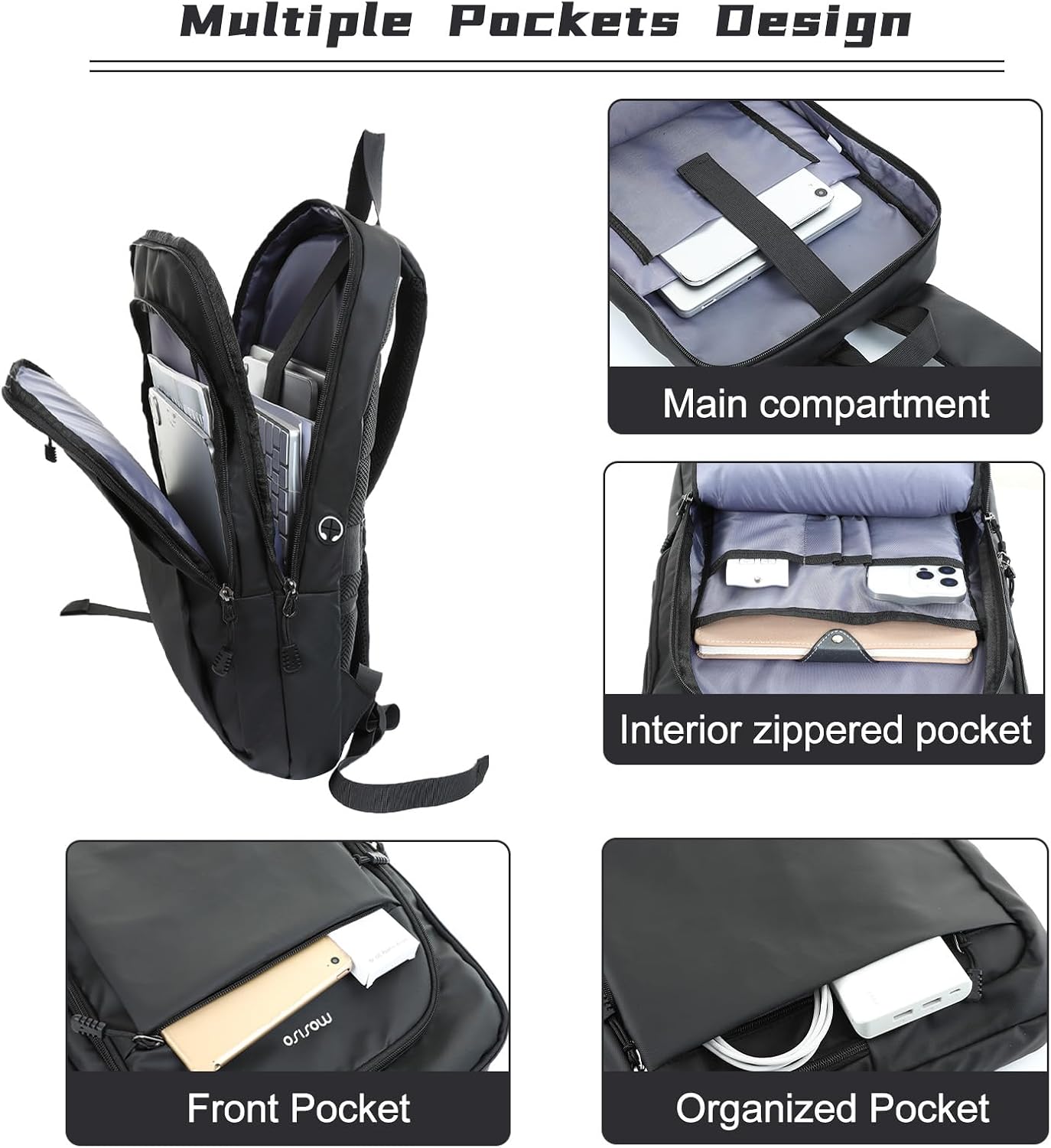 Multiple Pockets Design

- Main compartment
- Interior zippered pocket
- Front Pocket
- Organized Pocket