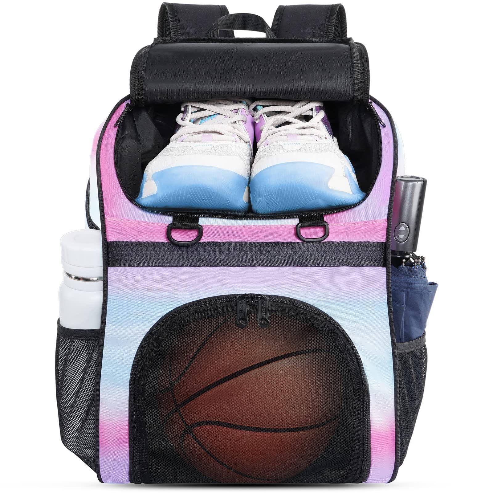Alt View 5. Cozy Serene - Basketball Bag  Large Backpack With Shoe Compartment And Ball Holder For Daughter Son Water Resistant Sport Equipment - Black-Large.