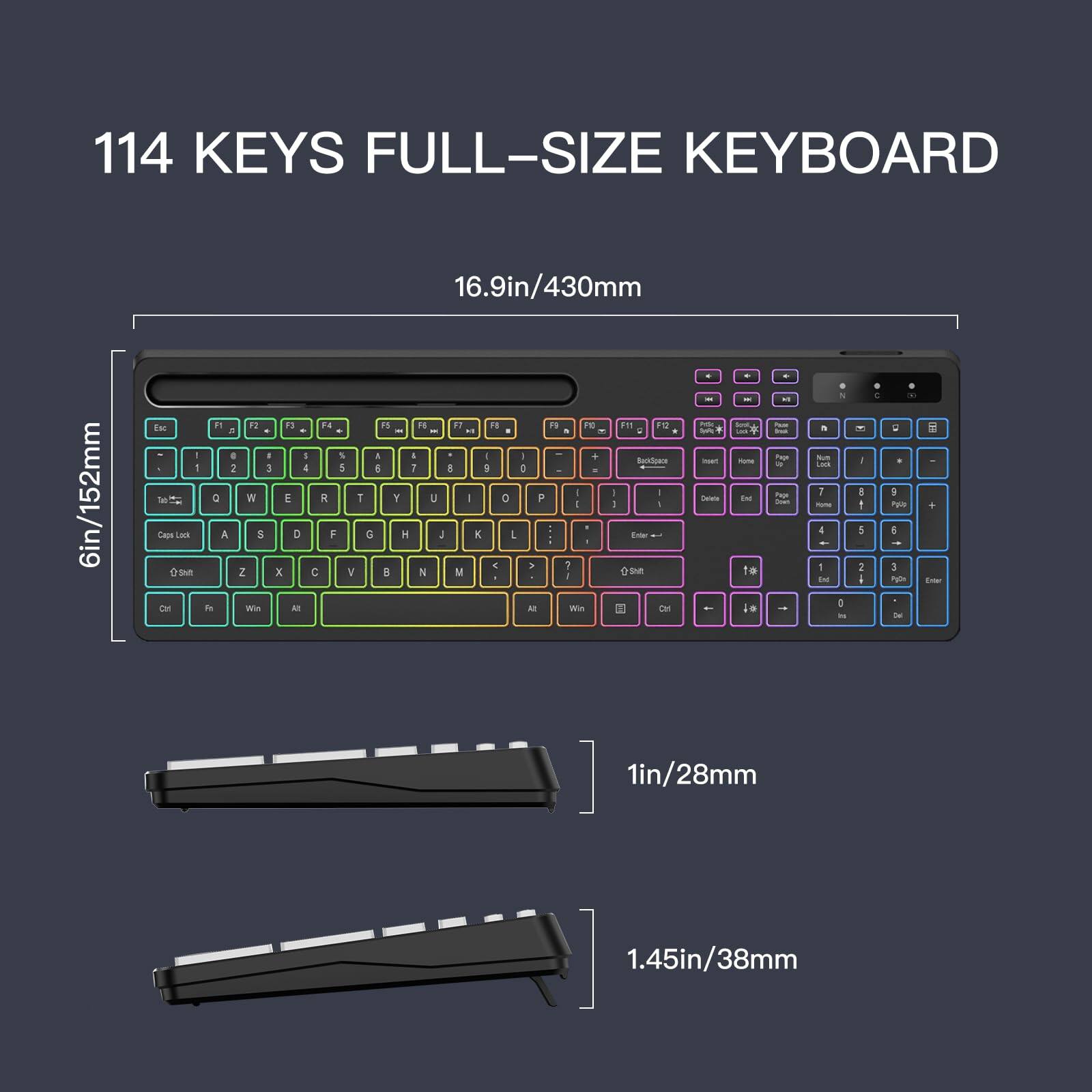 114 KEYS FULL-SIZE KEYBOARD

16.9in/430mm

6in/152mm

1in/28mm

1.45in/38mm