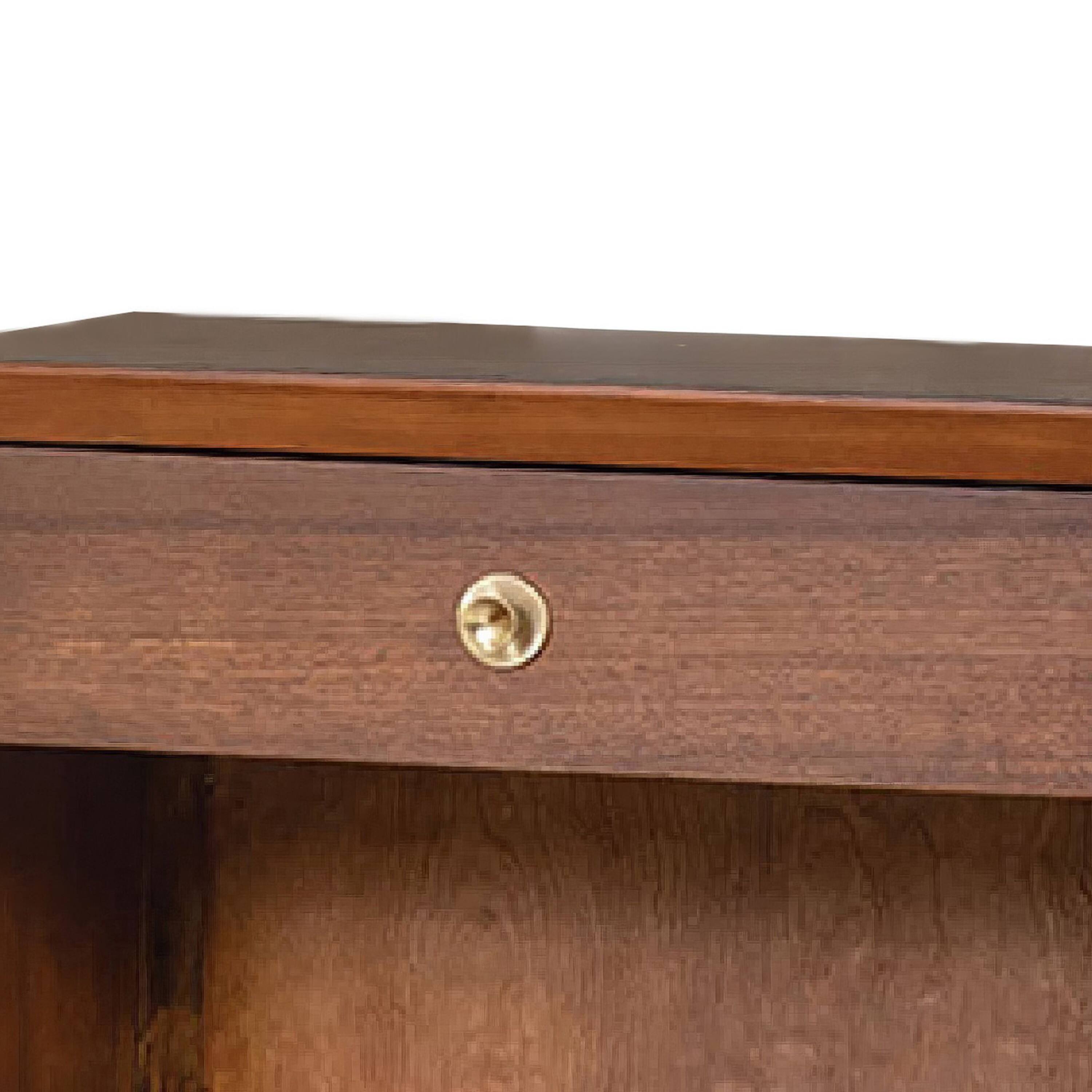 Alt View 1. Manhattan Lane - Urne Nightstand, 1 Drawer with Shelf, USB Port and LED - Walnut Brown, Gold.