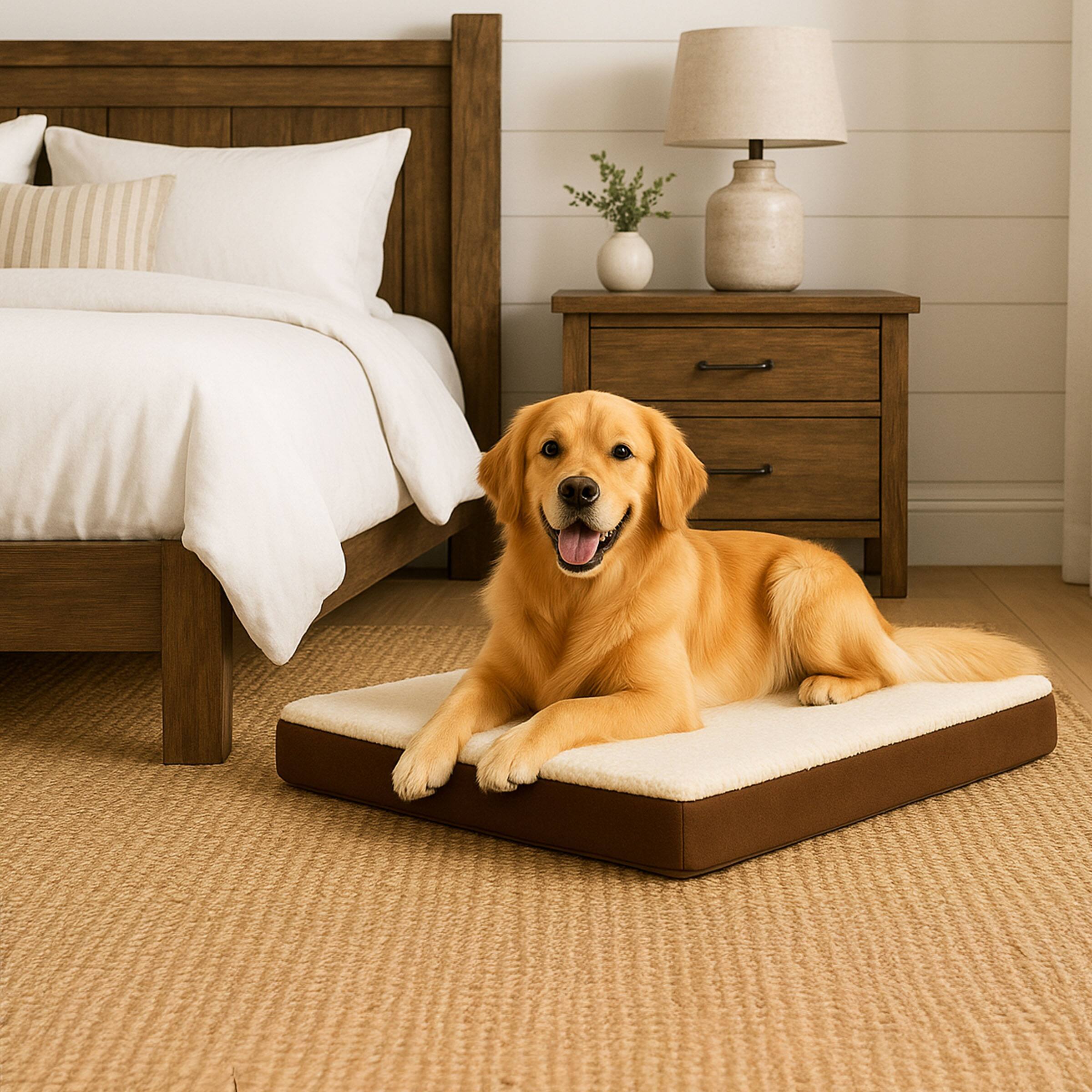 Alt View 7. PetMaker - Orthopedic Dog Bed 2-Layer Memory Foam Dog Bed for Large Dogs up to 65lbs with Machine Washable Sherpa Top Cover 36x27 - Brown.