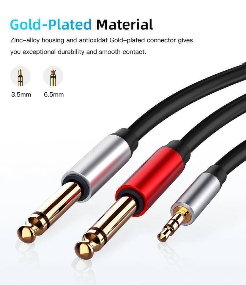 Gold-Plated Material

Zinc-alloy housing and antioxidant Gold-plated connector gives you exceptional durability and smooth contact.

3.5mm 6.5mm