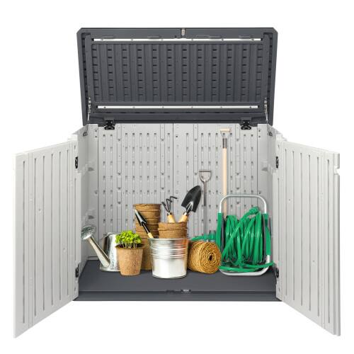Alt View 10. Winado - 235 Gallon Portable Storage Box, Containers with Lockable Lid for Indoor Outdoor Garden Balcony Yard Patio Furniture - Gray & White.