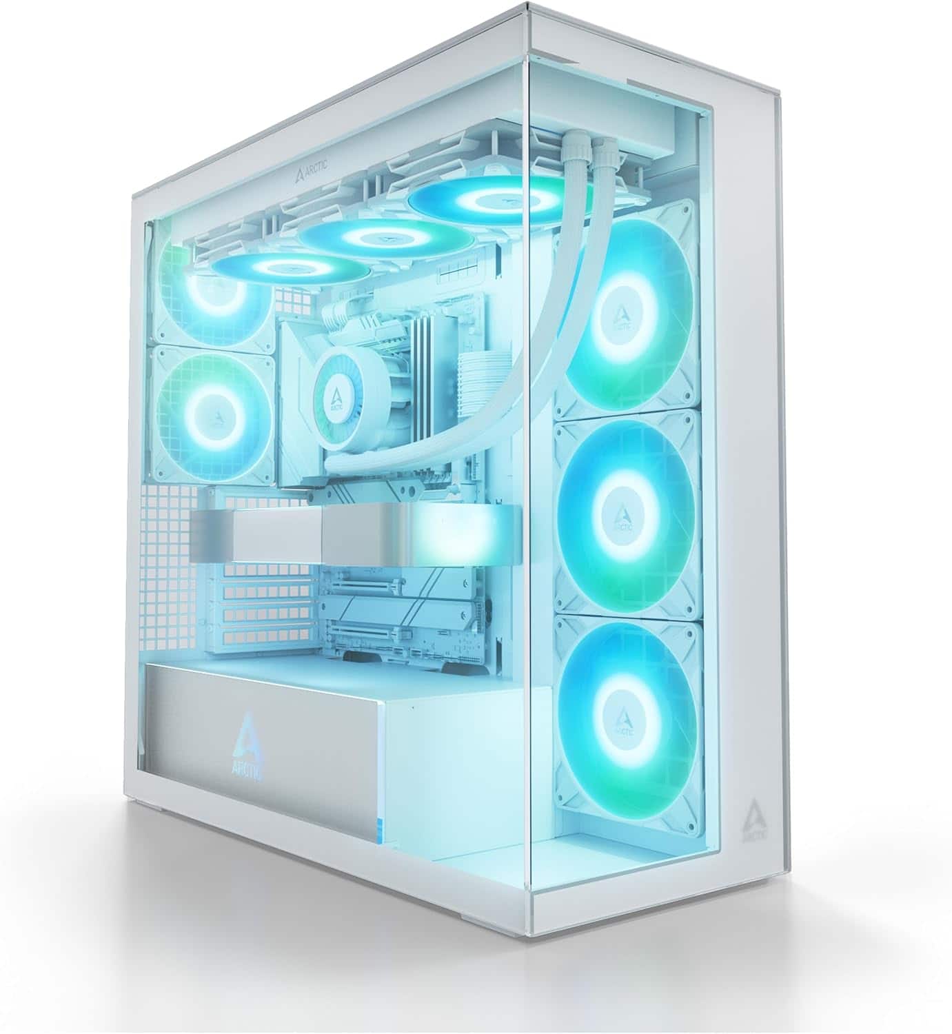 Arctic - Xtender PC Case-Mid Tower-Tempered Glass Panel-Included A-RGB Fans -White - White