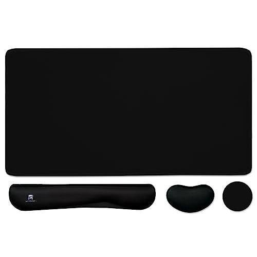 Comfort Essence - 4-in-1 Large Gaming Mouse Pad Wrist Rest & Support Mousepad Set Extended Desk Waterproof Mat For Home Office - Black