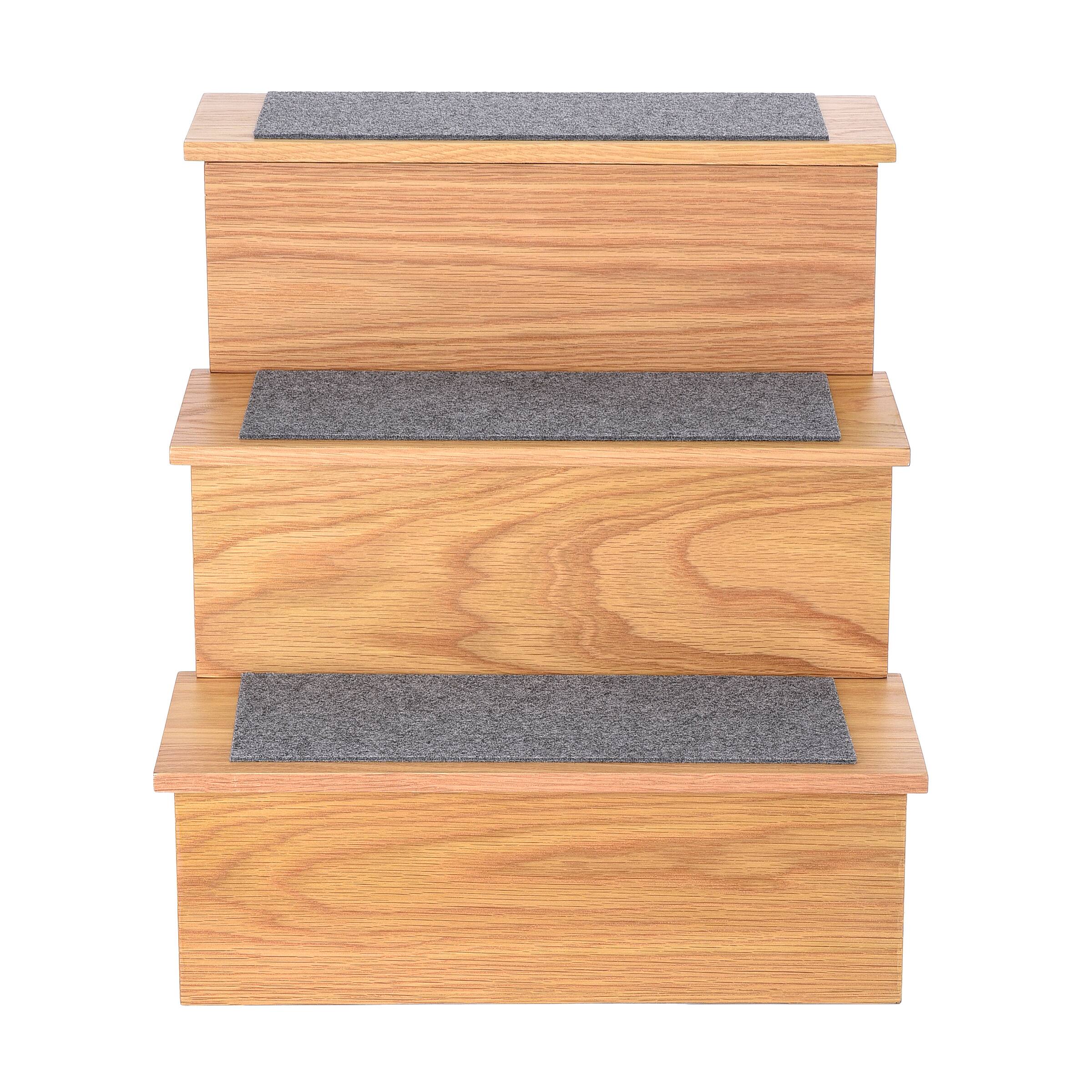 Back. AdirPet - Portable Dog Ramp Ladder Non-Slip 3-Step Pet Stairs - Medium Oak.