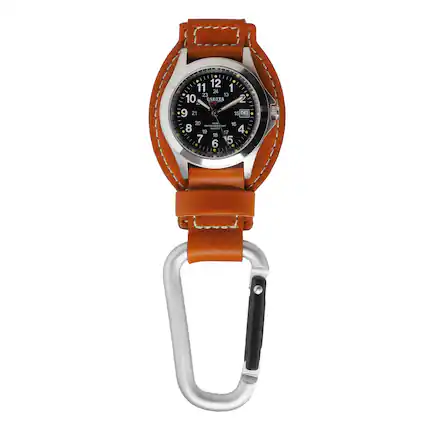 Front. Dakota - Dakota Leather Field Clip, Clip Watch, Lightweight Dress Quality Pocket Watch, Premium Durability Outdoor Gifts for Men - Brown.