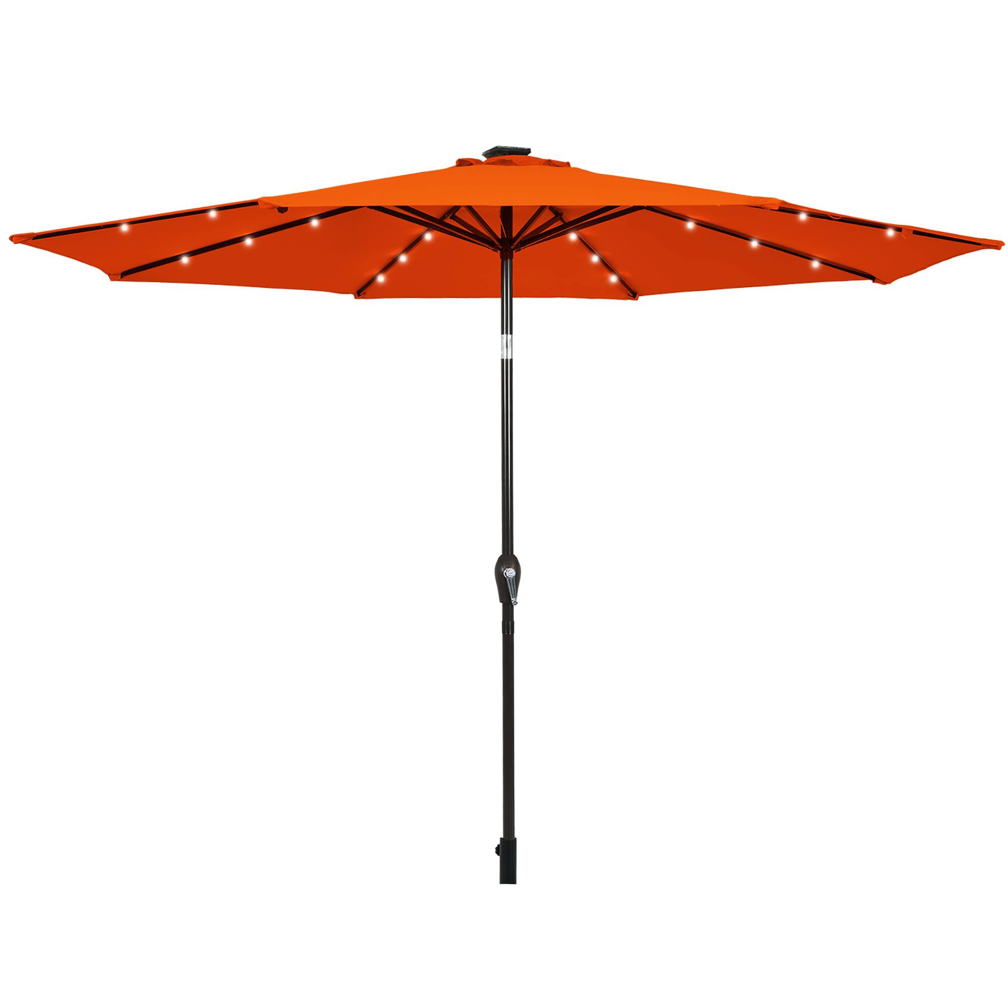Alt View 3. Costway - 10FT Patio Solar Umbrella LED Patio Market Steel Tilt W/Crank Outdoor New - Orange.