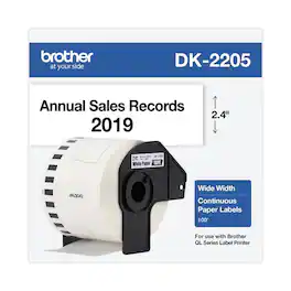 Brother - DK2205 2.4 in. x 100 ft. Continuous Paper Label Tape - (1-Roll) - White