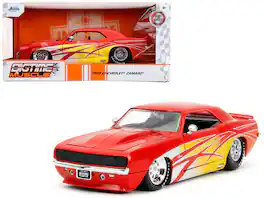 1969 Chevrolet Camaro with Graphics "BigTime Muscle" Series 1/24 Diecast Model Car by Jada - Red