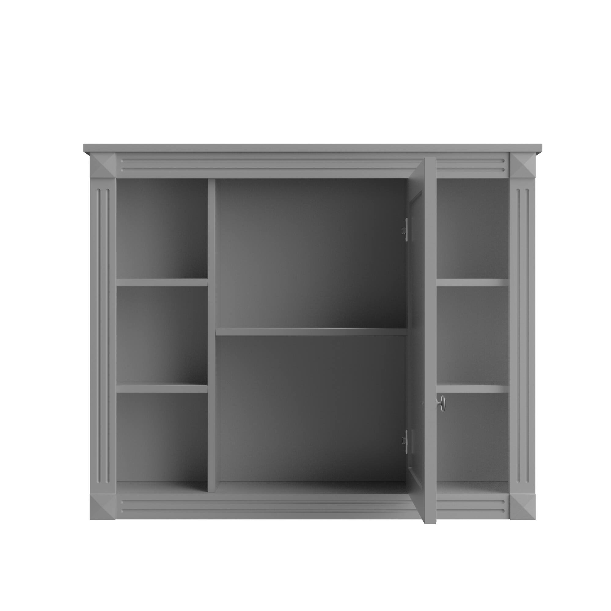 Alt View 4. SlickBlue - Wall-Mounted Medicine Cabinet with Mirror and Open Shelving Design - Grey.