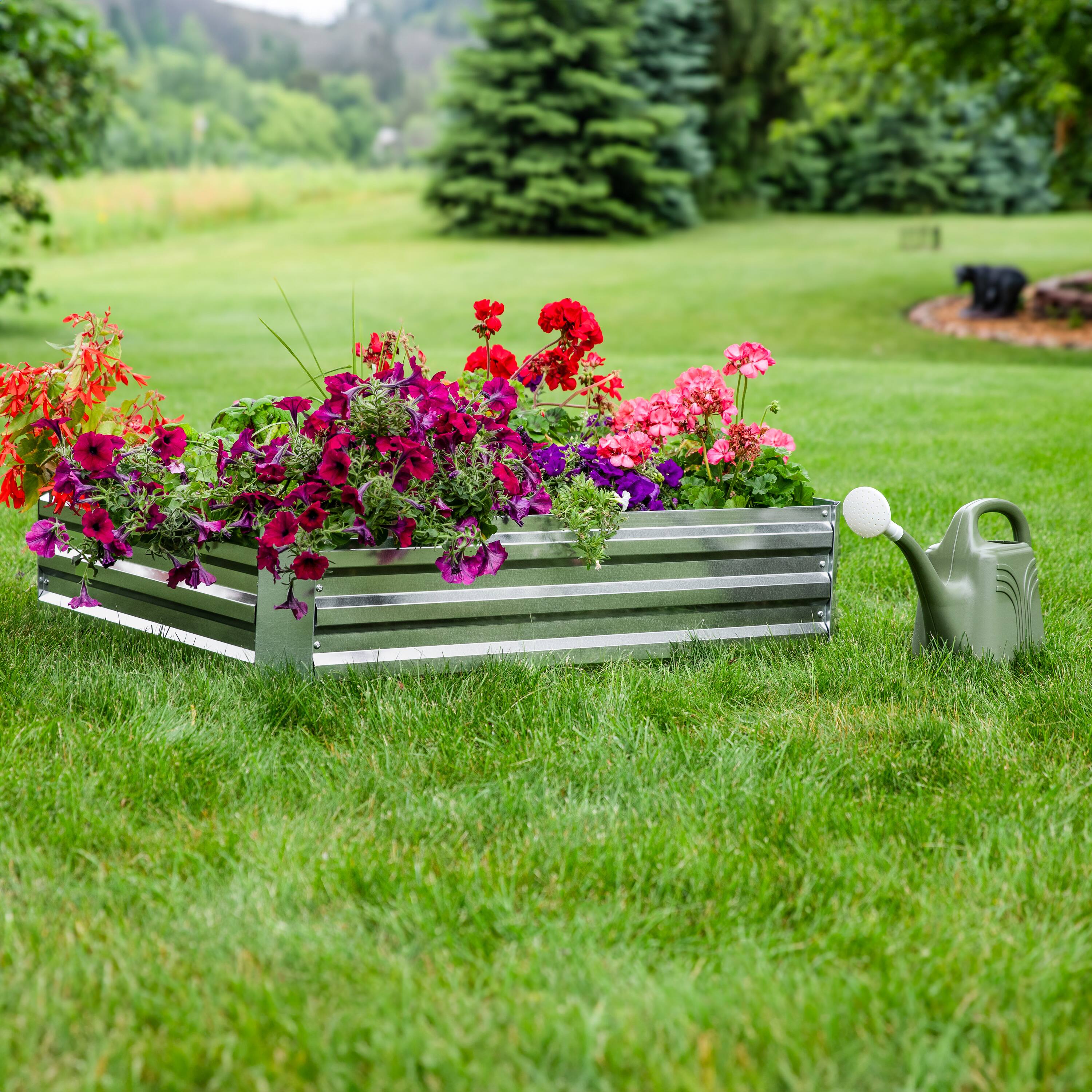 Alt View 9. Sunnydaze - Rectangle Galvanized Steel Raised Bed - 4 x 3 x 1 ft - Silver.