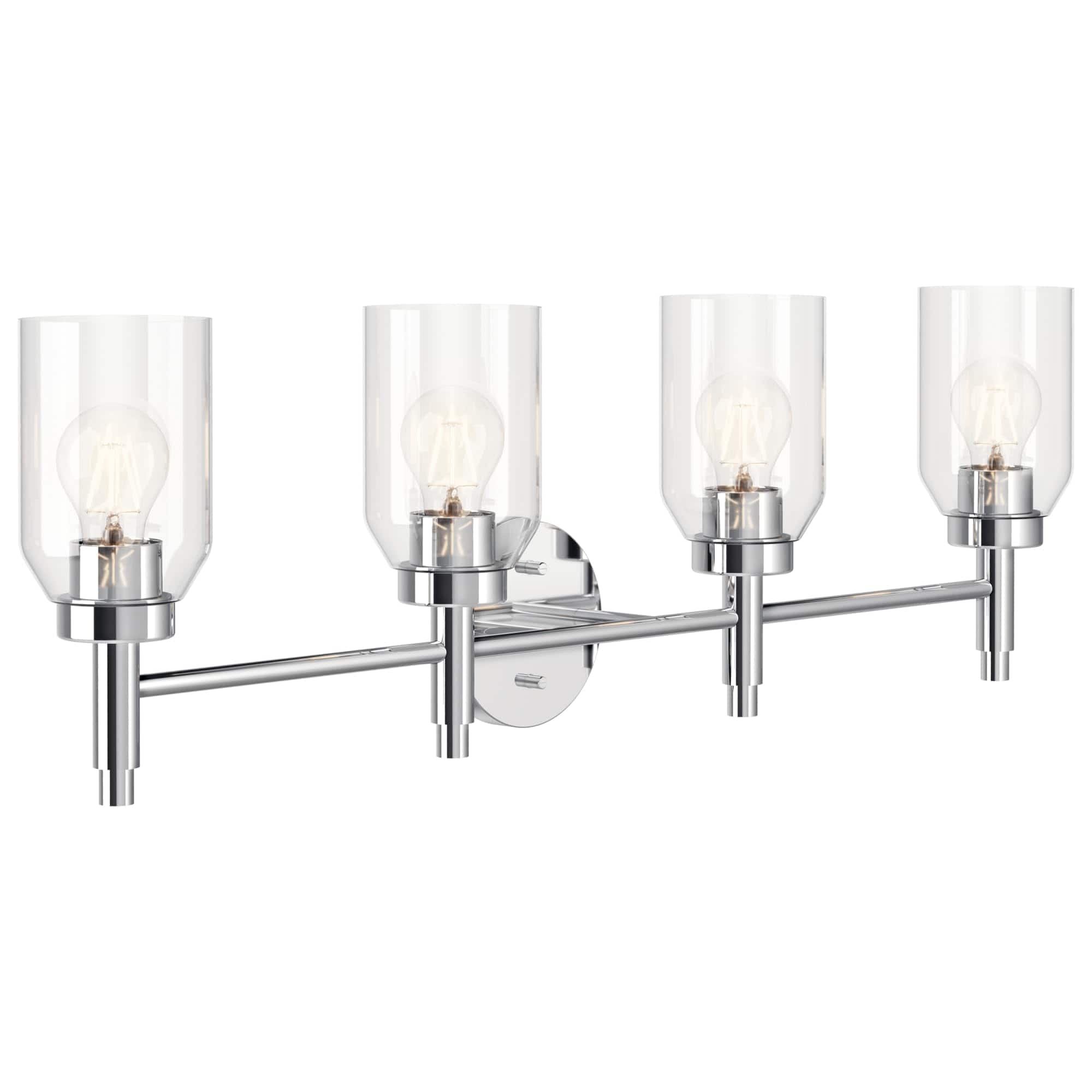 Earthley Blooms - Madden Vanity With Clear Glass In Sloped Ceiling Compatible For Single Or Double Bathroom bk - Chrome 4 Light