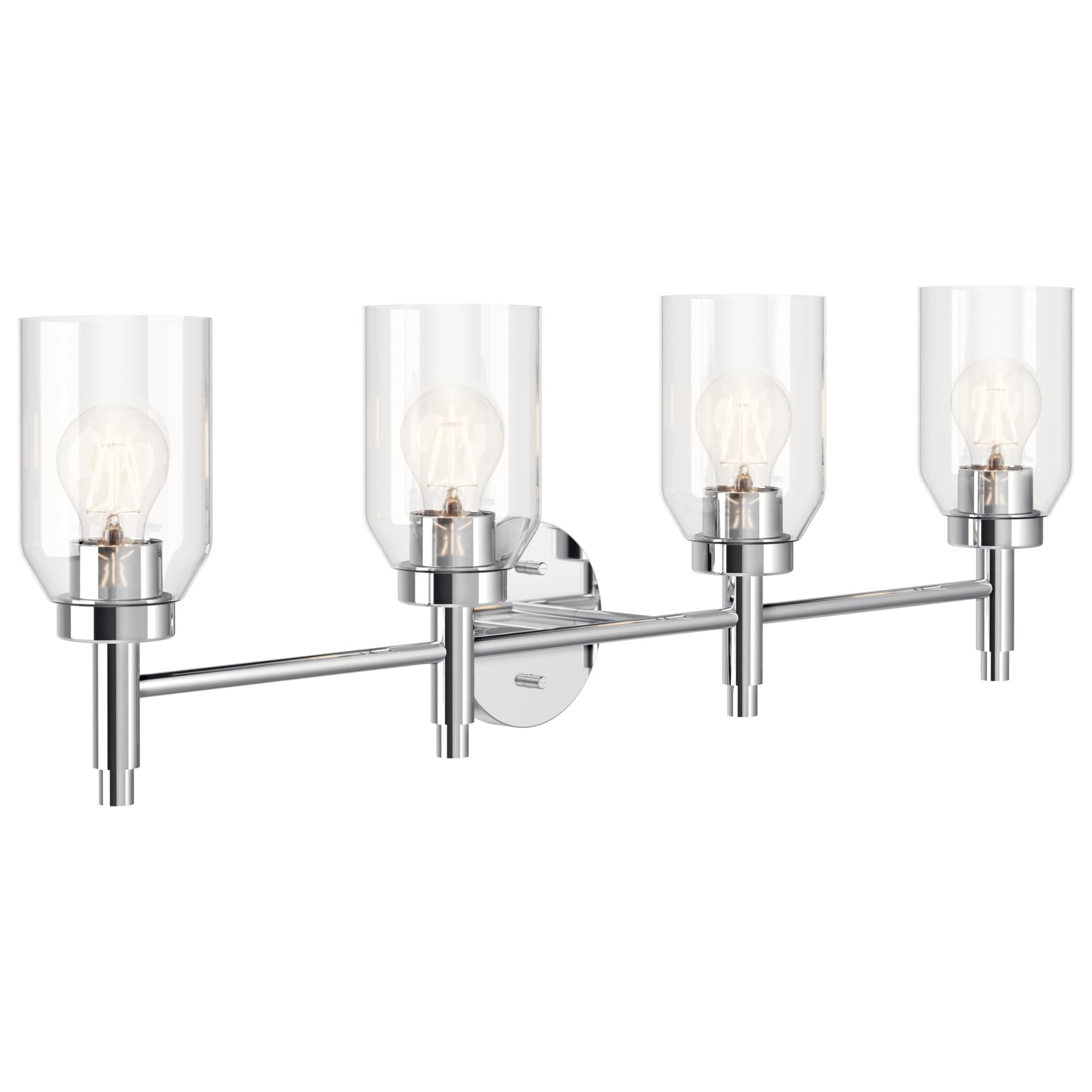 Earthley Blooms - Madden Vanity With Clear Glass In Sloped Ceiling Compatible For Single Or Double Bathroom bk - Chrome 4 Light