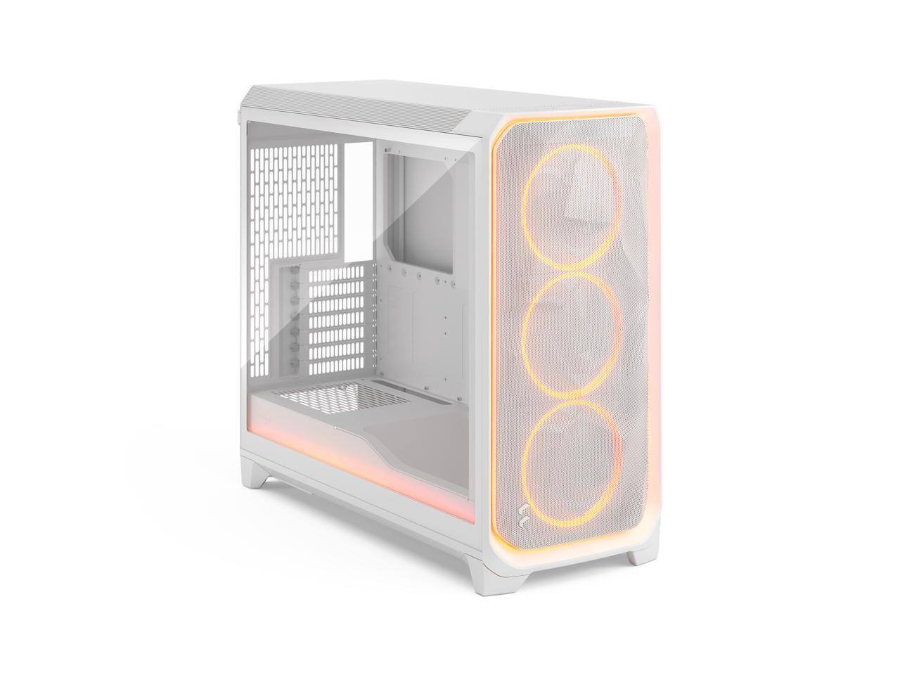 Alt View 1. Fractal Design - Fractal Design Meshify 3 XL Ambience Pro RGB E-ATX Full Tower PC Case -  White Chassis with Clear TG Side Panel - White.