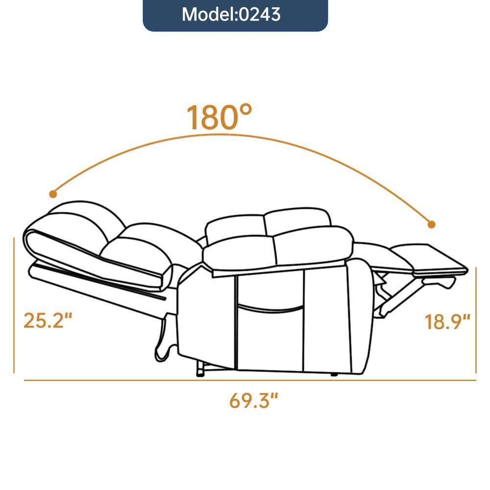 Model: 0243  
180°  
25.2"  
18.9"  
69.3"