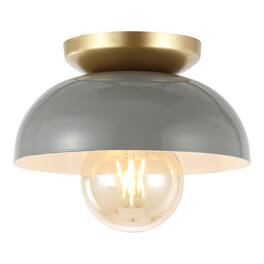 Jonathan Y - Paulina 8.5" 1-Light Classic Industrial Iron LED Flush Mount - Gray/Gold Painting