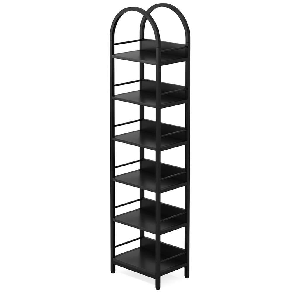 Back. Kadyn - Kadyn Bookshelf, Storage Shelf, Bookcase,6-Tier Bookshelf, 78.7" Narrow Bookcase Arched Display Shelf,Black - Black.
