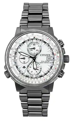 Citizen - Promaster Navihawk A-T Chronograph Stainless Steel Dial Eco-Drive Diver's AT8304-57A 200M Men's Watch - Silver