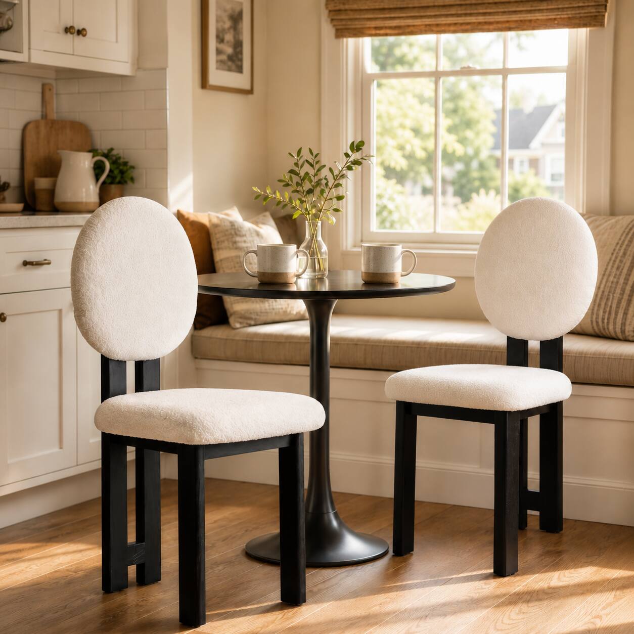 Left. VIVZONE - Set of 2 Fabric Side Chair Dining Chair - Black,White.