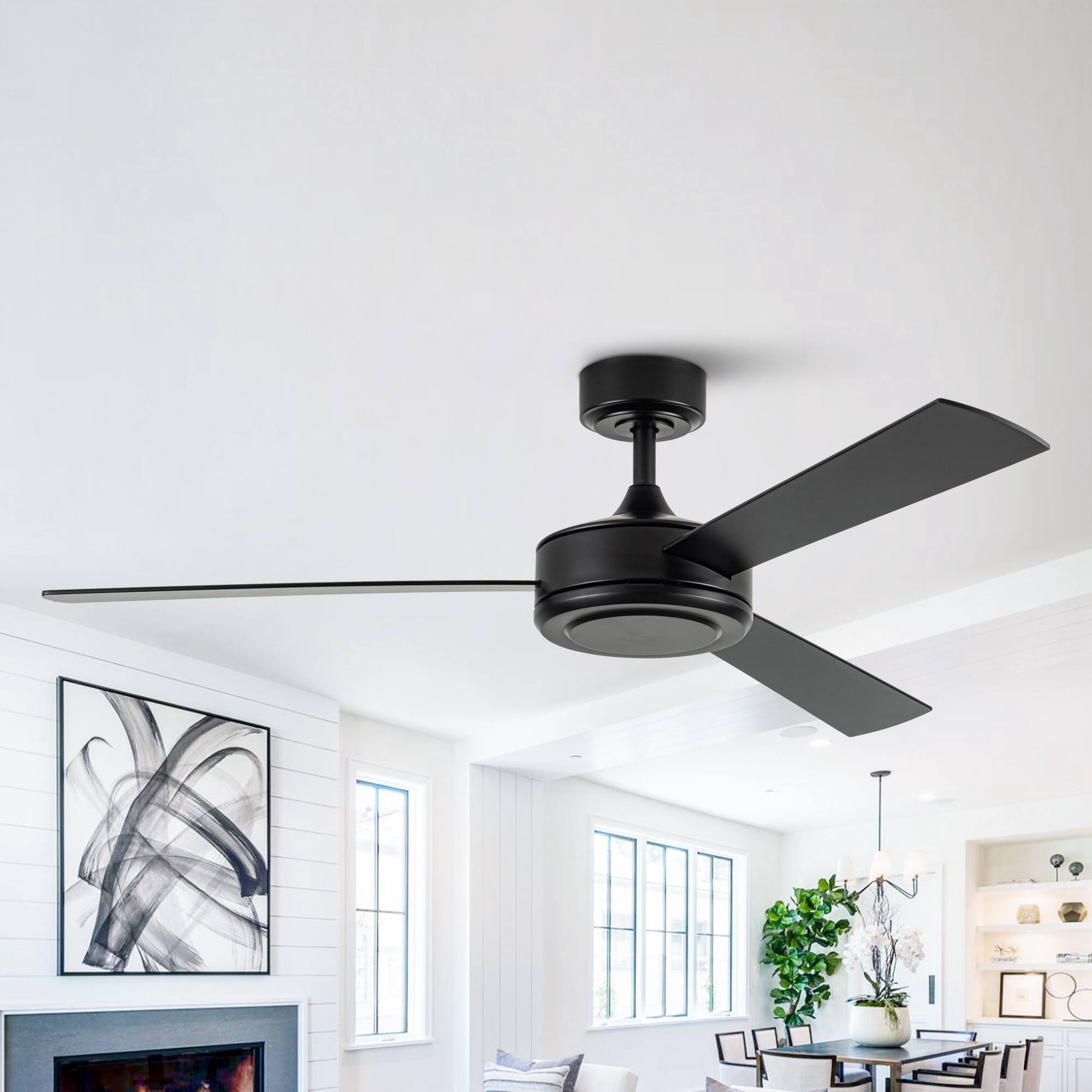 Angle. Vaczon - 52" Industrial Black 6-Speed DC Motor Ceiling Fan with Remote - Black.