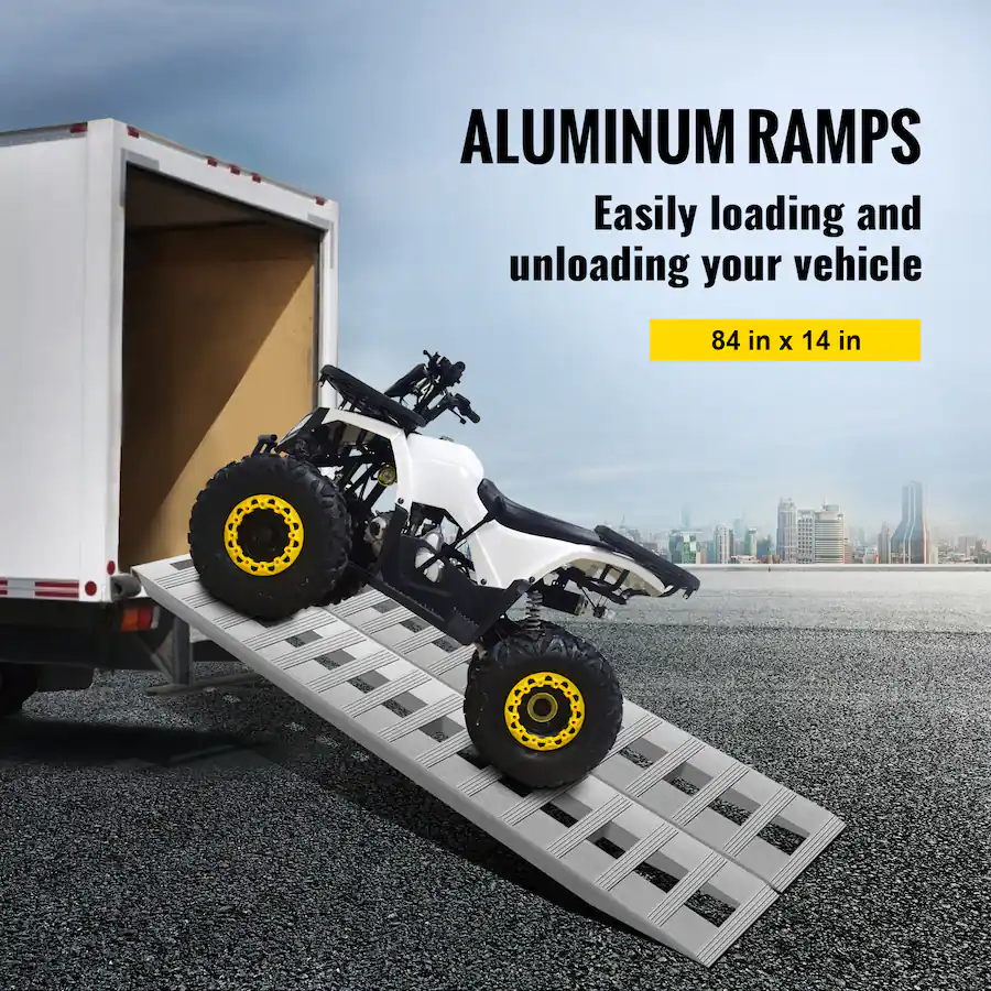 14 Ft Ramp VEVOR 84x14 Inch Aluminum Ramps 6000LBS Capacity Car Trailer Truck ATV ...