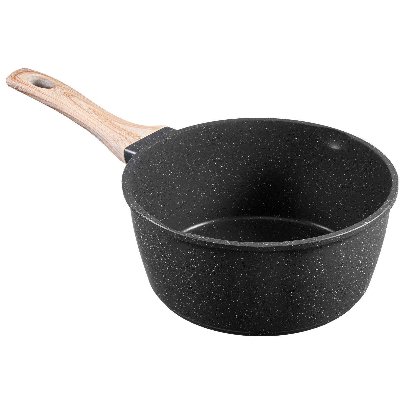 Alt View 5. VEVOR - 2.5 QT Saucepan, Nonstick Saucepan with Tempered Glass Lid, Multipurpose Cooking Sauce Pot with Detachable Handle - Black.