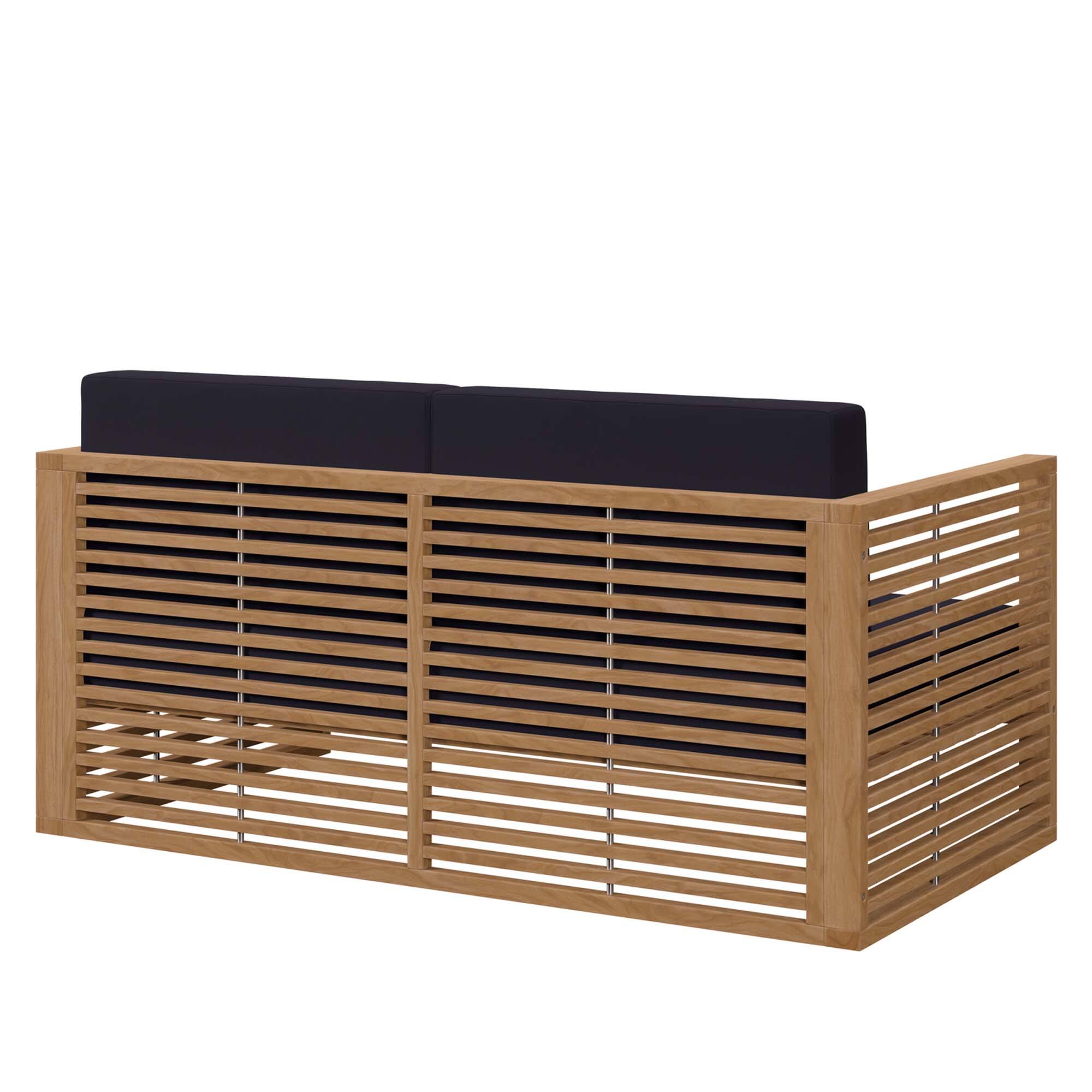 Alt View 2. Modway - Carlsbad Teak Wood Outdoor Patio Loveseat by Modway - Natural Navy.