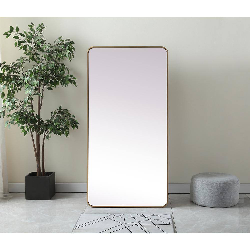 Elegant Decor - Soft Corner Metal Rectangle Full Length Mirror 30x60 Inch - Brass price history on PriceWatchPro