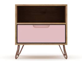 Manhattan Comfort - Rockefeller Mid-Century Modern 20" Nightstand - Pink