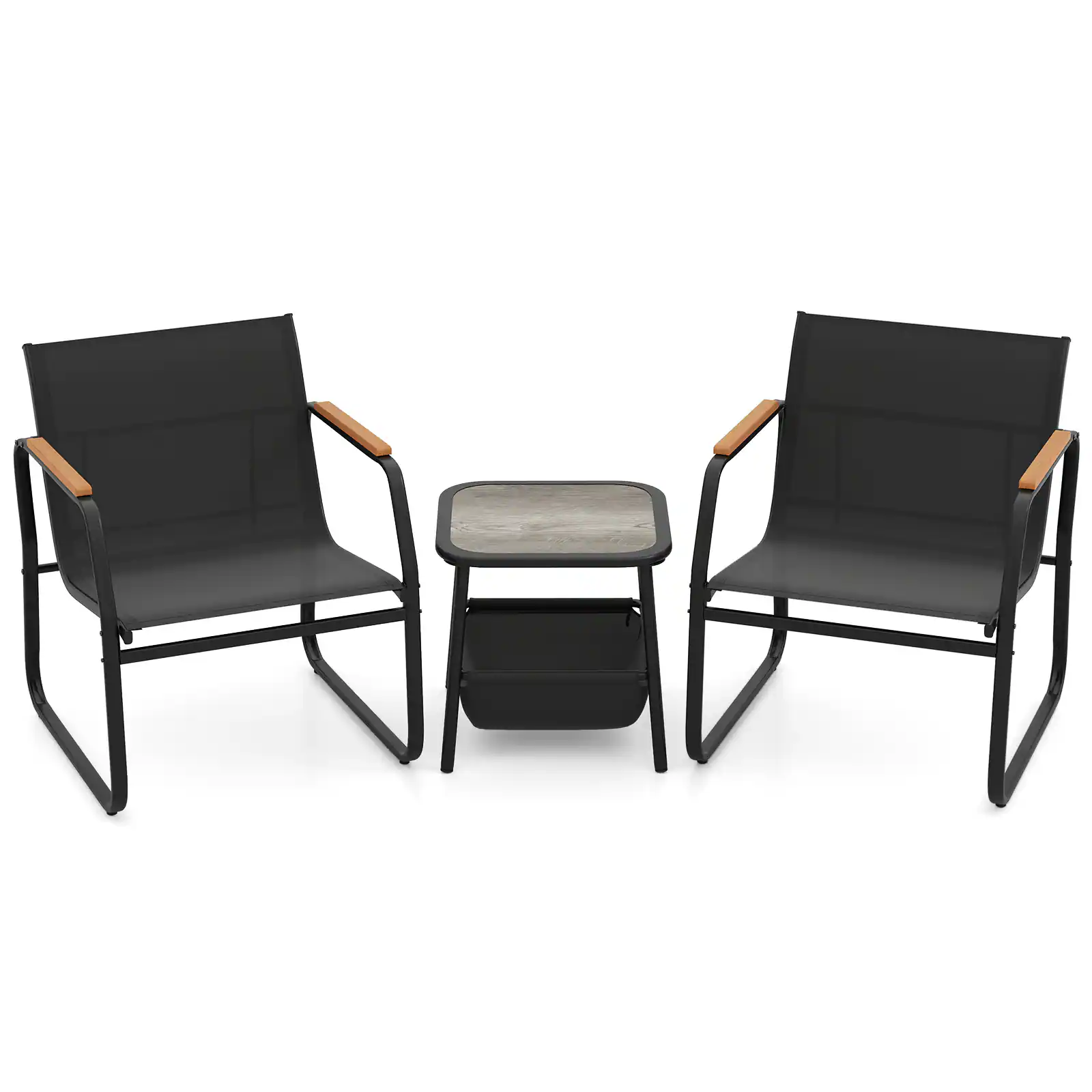 Alt View 9. Gymax - Gymax 3 PCS Patio Furniture Set w/ Breathable Mesh Fabric & Metal Frame Garden - Black.