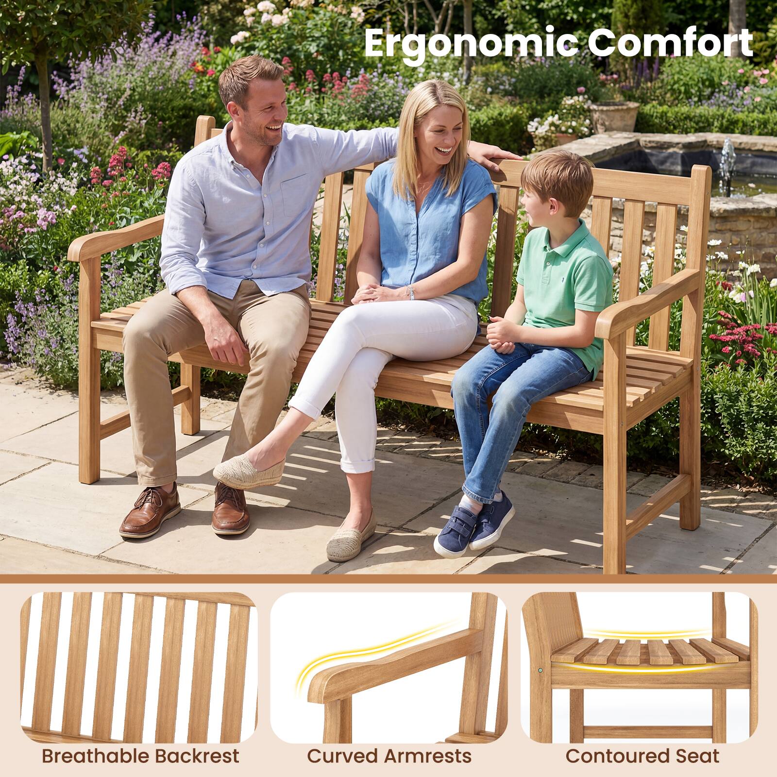 Ergonomic Comfort  
Breathable Backrest  
Curved Armrests  
Contoured Seat
