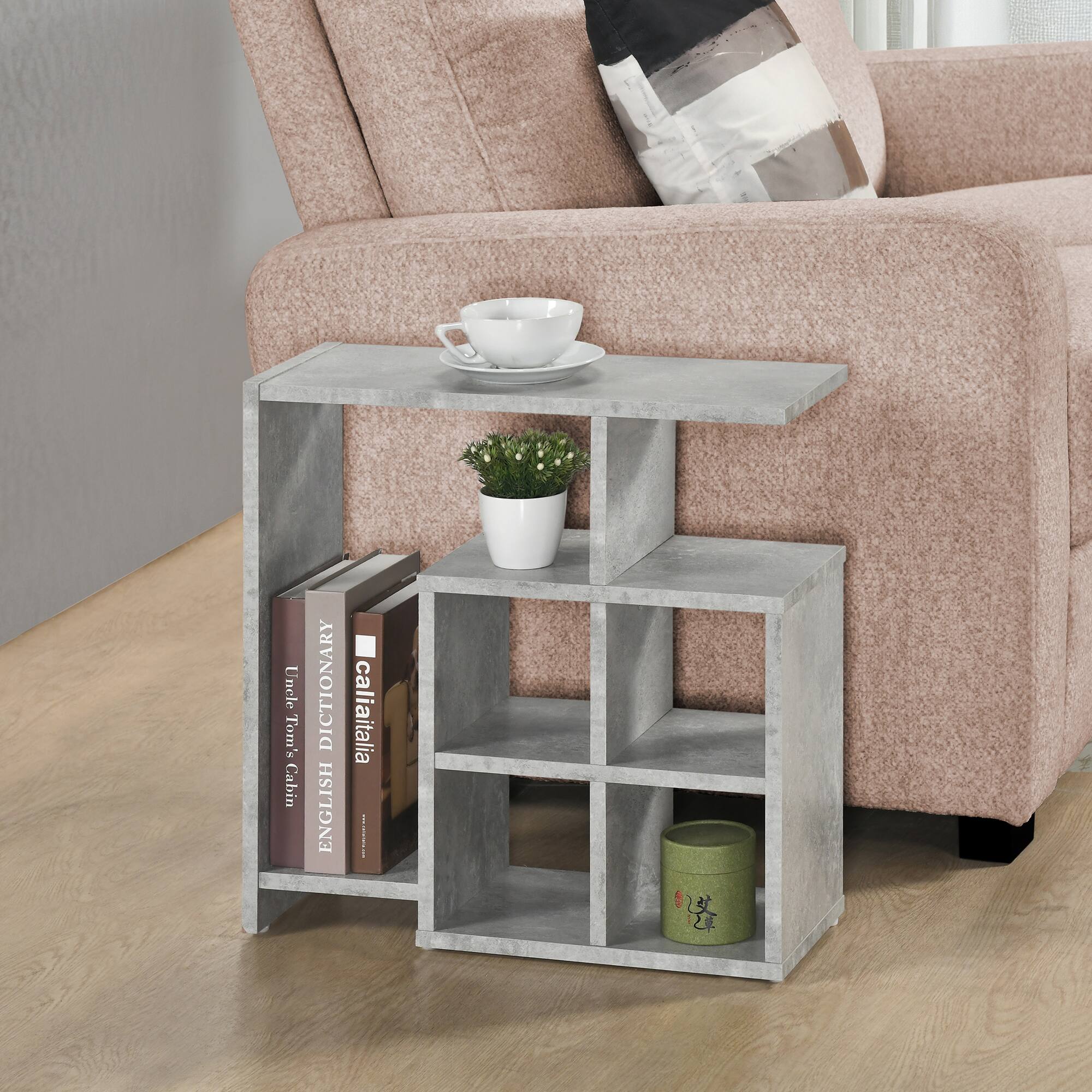Kings Brand Furniture Modern Side End Table with Open Cube Storage ...