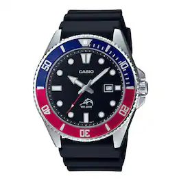 Casio - Men’s and ‘Pepsi’ Bezel Dive Watch - MDV-106B-1A2VCF - Black