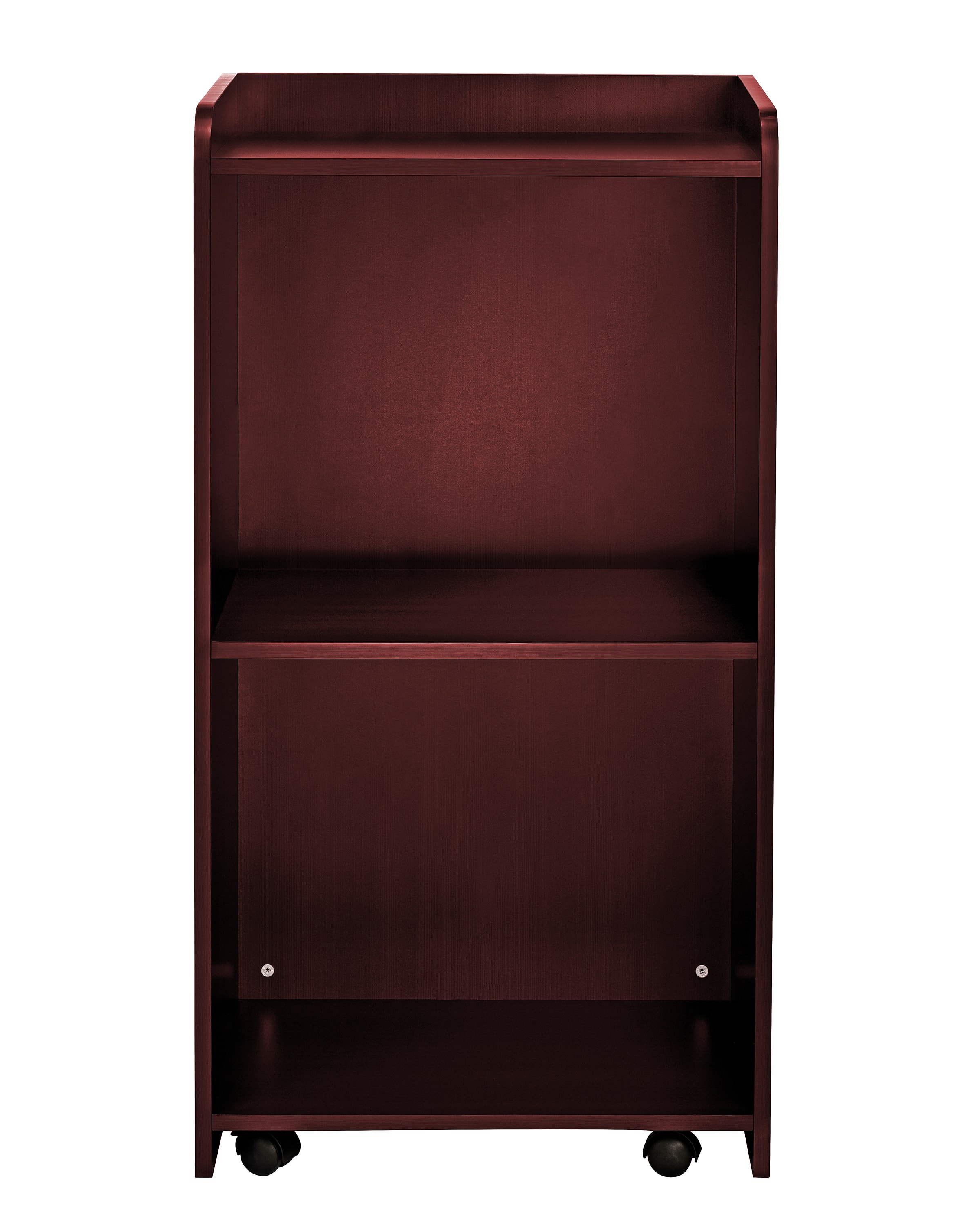 AdirOffice - Wood Mobile Presentation Lectern Speaker Stand Stand with Shelves - Mahogany