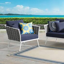 Stance Outdoor Patio Aluminum Armchair by Modway - White Navy