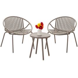 Werph - 3-Piece Outdoor Patio Furniture Set, Resin Bistro Table and 2 Chairs for Garden Deck Porch Poolside - Gray