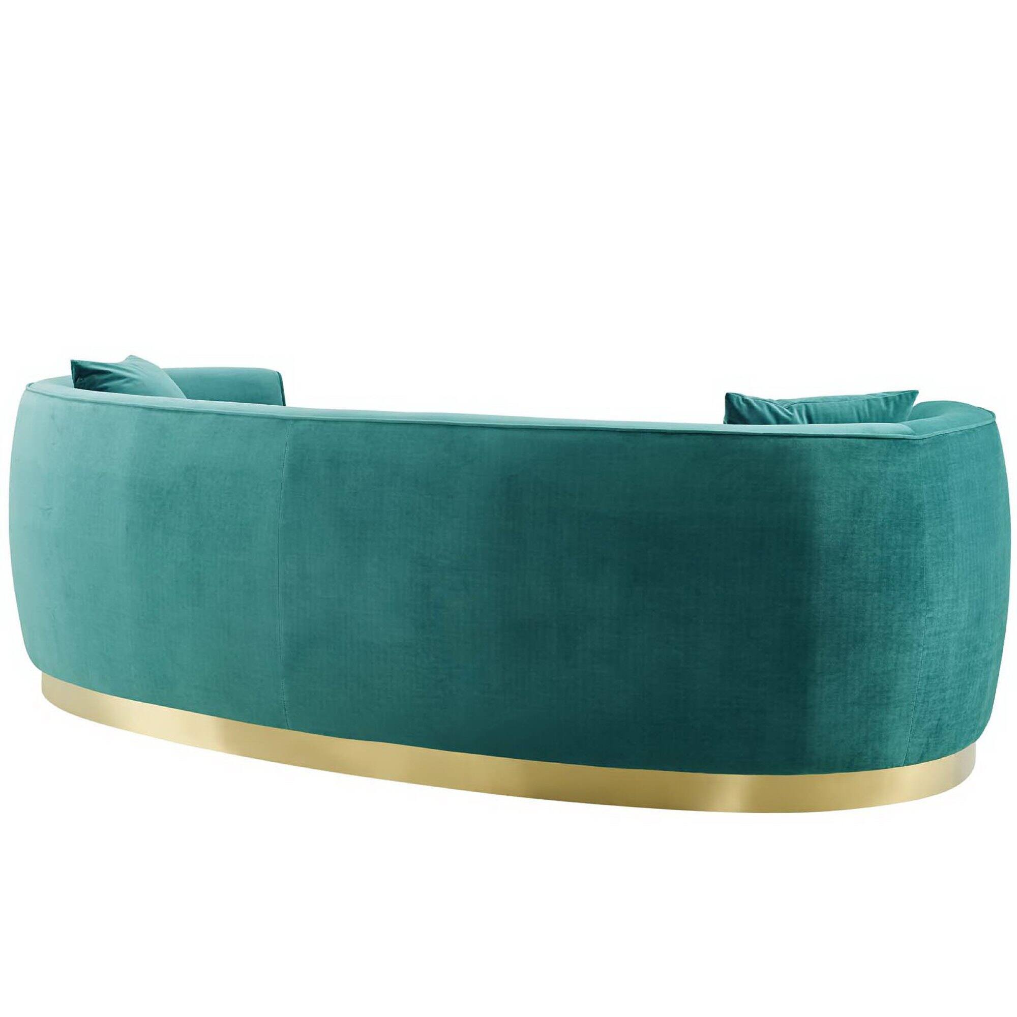 Back. Modway - Resolute Curved Performance Velvet Sofa by Modway - Blue.