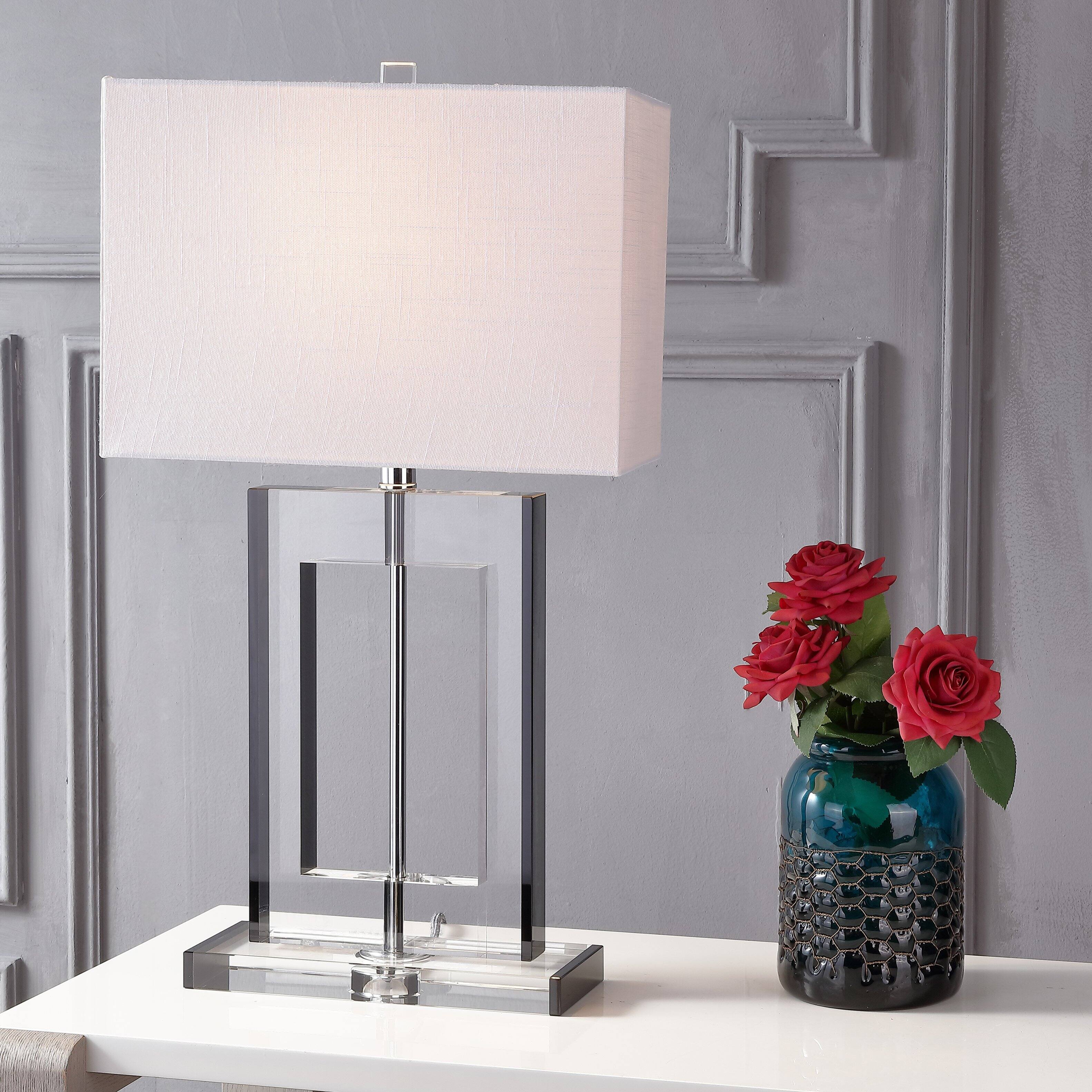 Alt View 1. Jonathan Y - Parish 26" Crystal LED Table Lamp, Clear/Black - Clear/Black.