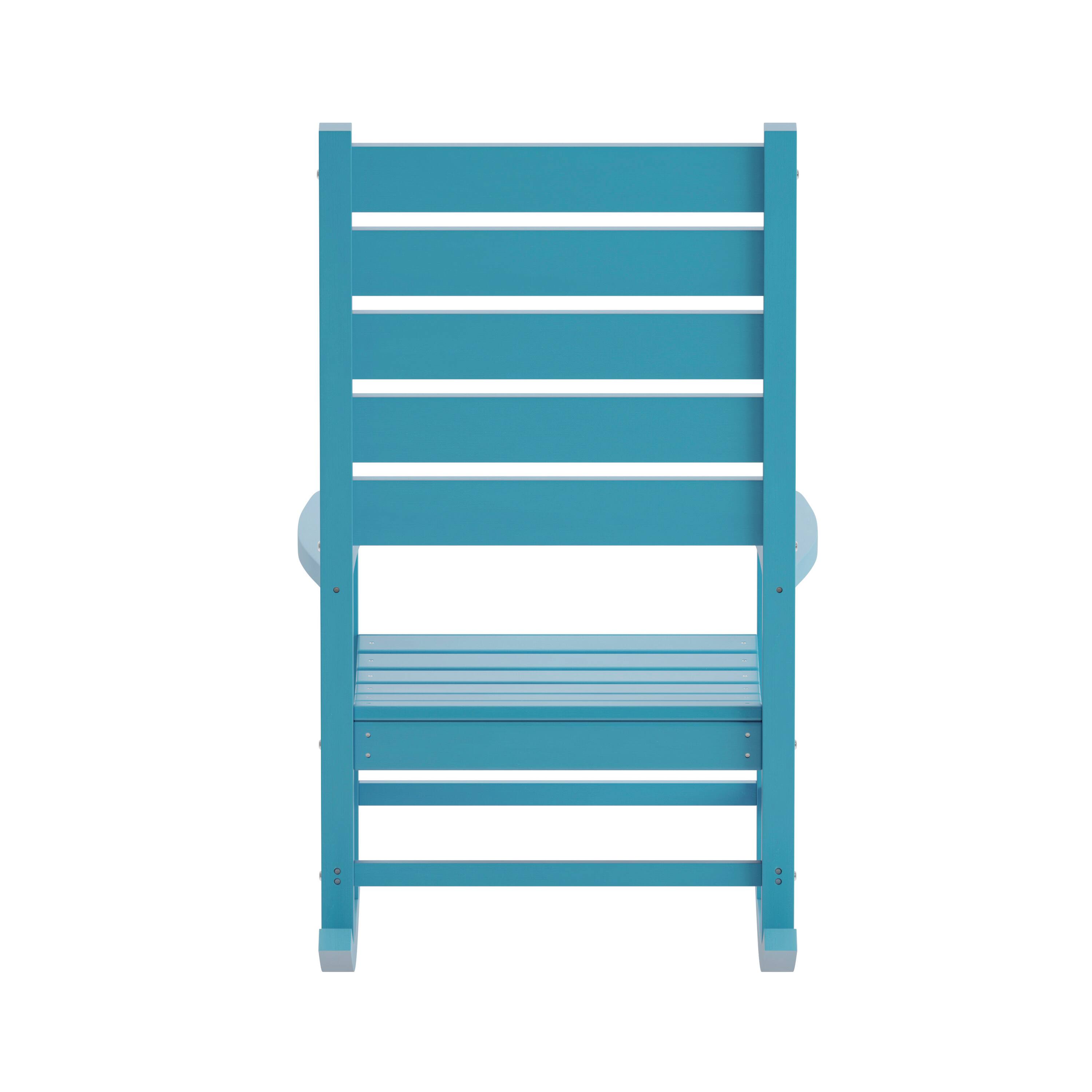 Alt View 7. Emma + Oliver - Florian Contemporary Rocking Chair, All-Weather HDPE Indoor/Outdoor Rocker - Blue.
