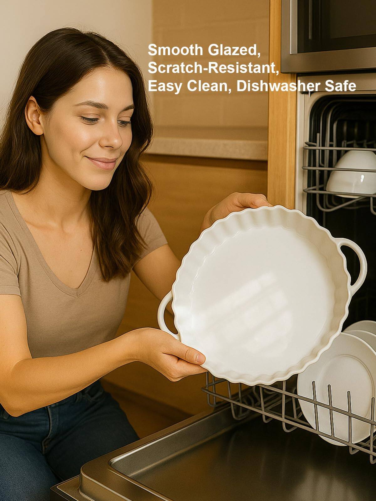 Smooth Glazed, Scratch-Resistant, Easy Clean, Dishwasher Safe