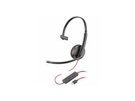 HP - Poly Blackwire 3210 Monaural USB-C Headset w/ Adapter - 32 Ohm, 5.2ft, Omni Mic - Red