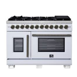 Forno Appliances - Capriasca 6.58 Cu. Ft. Freestanding Dual Fuel True Convection Range with French Doors - White