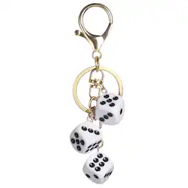 Unique Bargains - Lucky Dice Keychain Charm, Resin 3D Cube Mini Dice Keyrings Holder with 3 Pendants for Bag, Wallet, Purse, Car, Phone - White