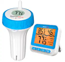 ThermoPro - Digital Pool Thermometer Floating Easy Read, Large Size Water Thermometer for Cold Plunge, Bath, SPA - Blue / White