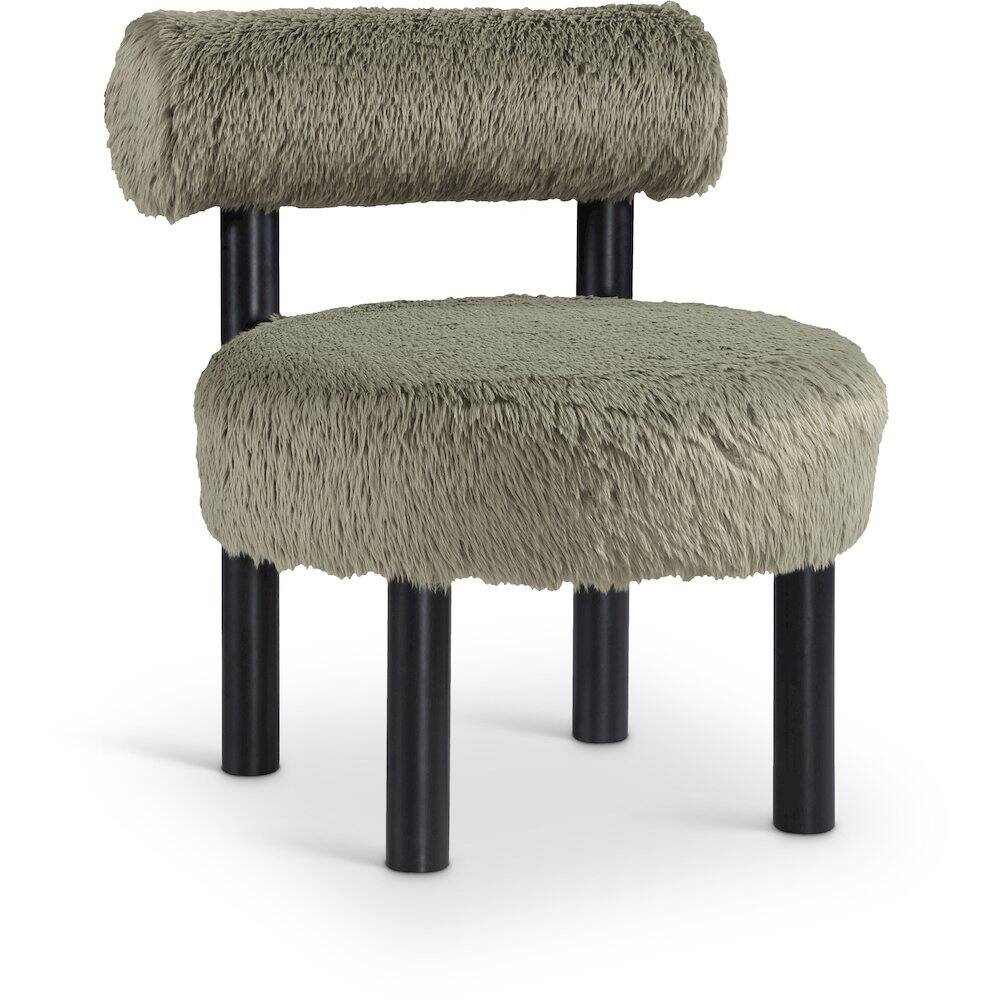 Meridian Furniture - Ambre Green Vegan Shearling Fabric Upholstered Accent Chair - Black