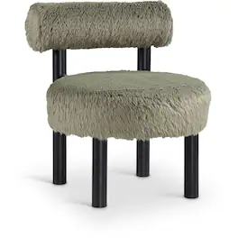 Meridian Furniture - Ambre Green Vegan Shearling Fabric Upholstered Accent Chair - Black