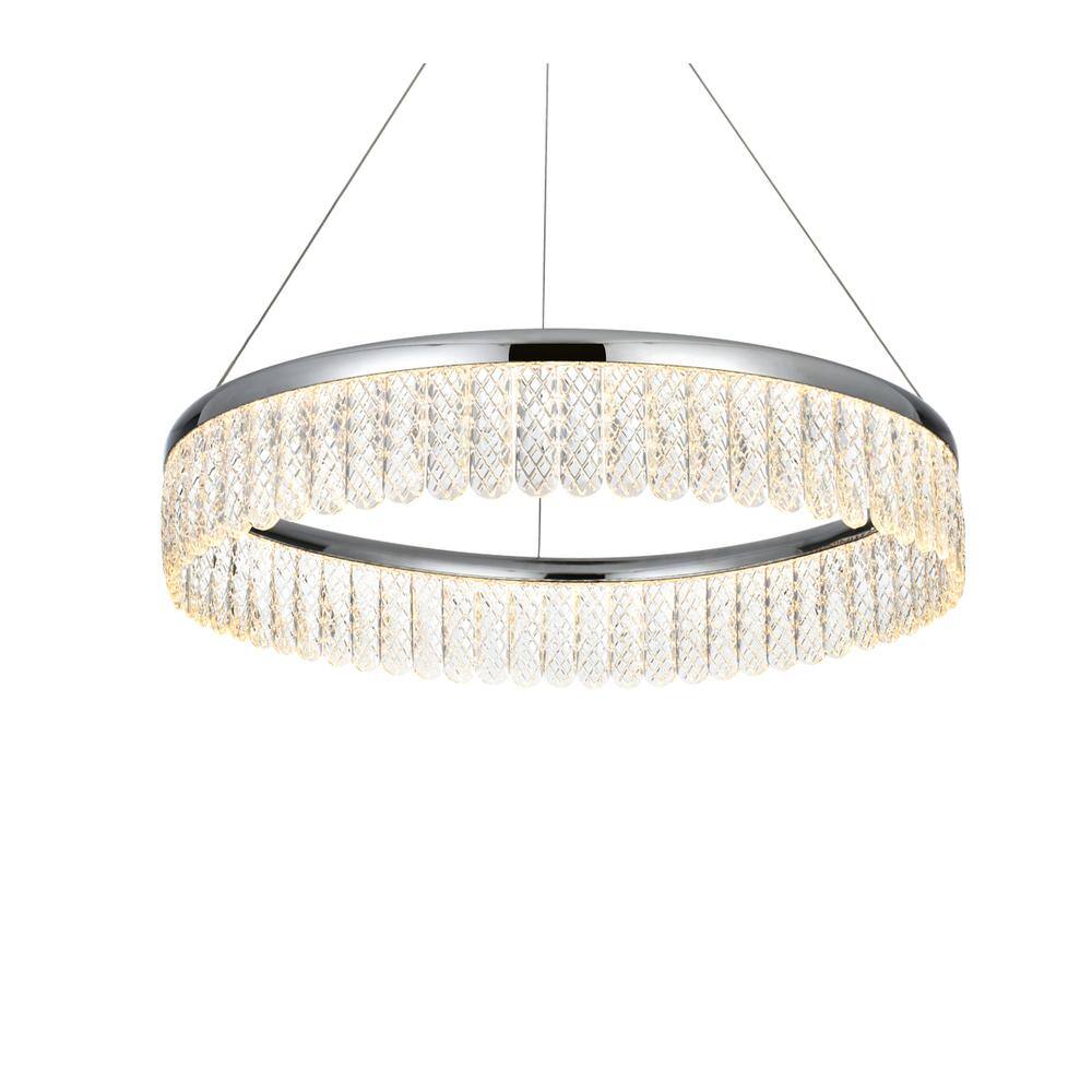 Left. Elegant Lighting - Rune 24 inch Adjustable LED chandelier in Chrome - Chrome.