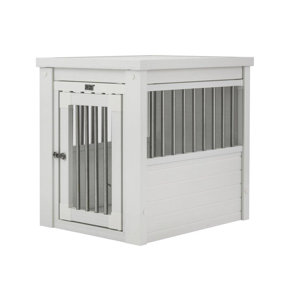 Back. New Age Pet - ECOFLEX Dog Crate End Table - Antique White Small.